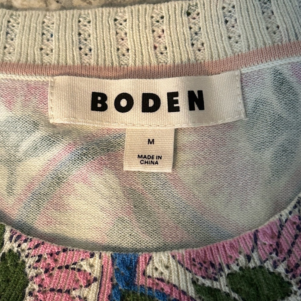 Boden Emilia Sweater Abstract Floral Fan Print Lightweight Stretchy Size M - Picture 5 of 10